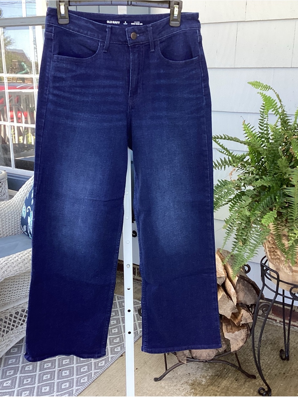 Old Navy Women’s High-Rise Wow Wide Leg Jeans in Dark Indigo Blue 6 Short LNWOT